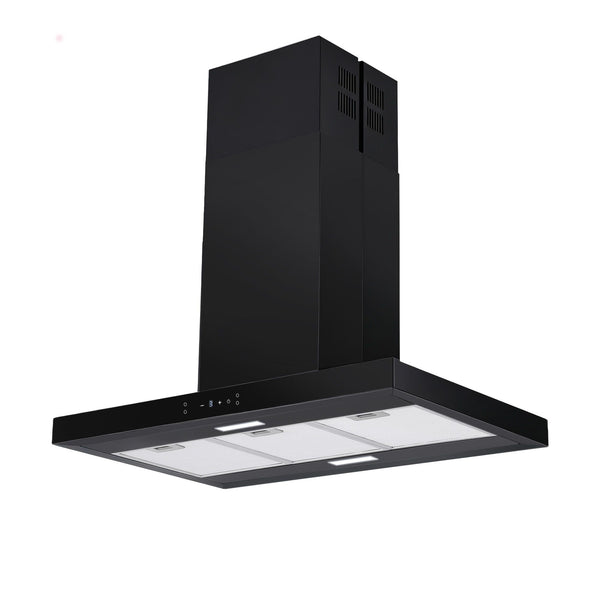Devanti 90cm Island Rangehood Ceiling-Mounted 3-Speed Touch Control LED Black Awezingly
