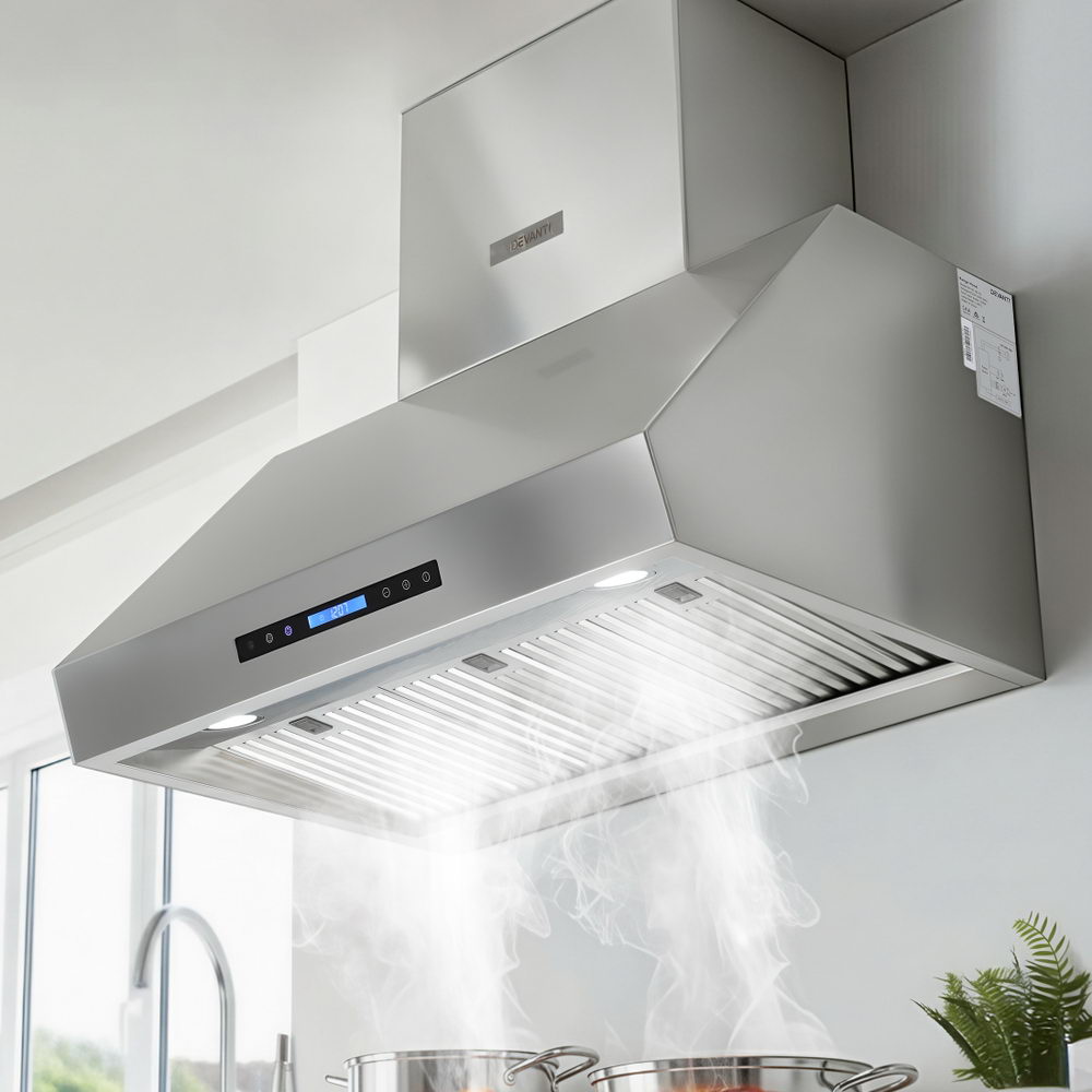 Devanti 900mm Range Hood 3-Speed Fan LED Display Remote Control Awezingly