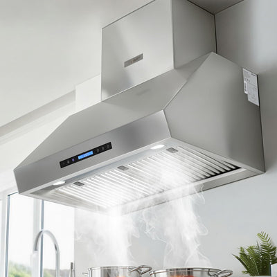 Devanti 900mm Range Hood 3-Speed Fan LED Display Remote Control