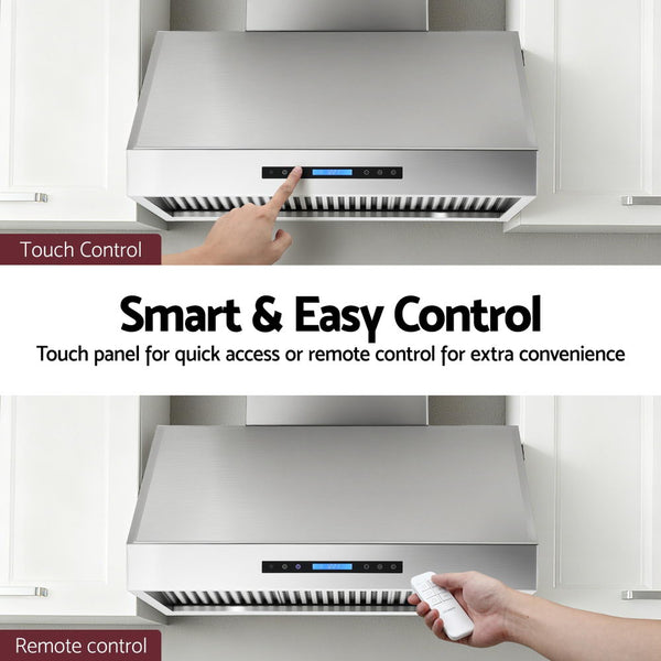 Devanti 900mm Range Hood 3-Speed Fan LED Display Remote Control Awezingly