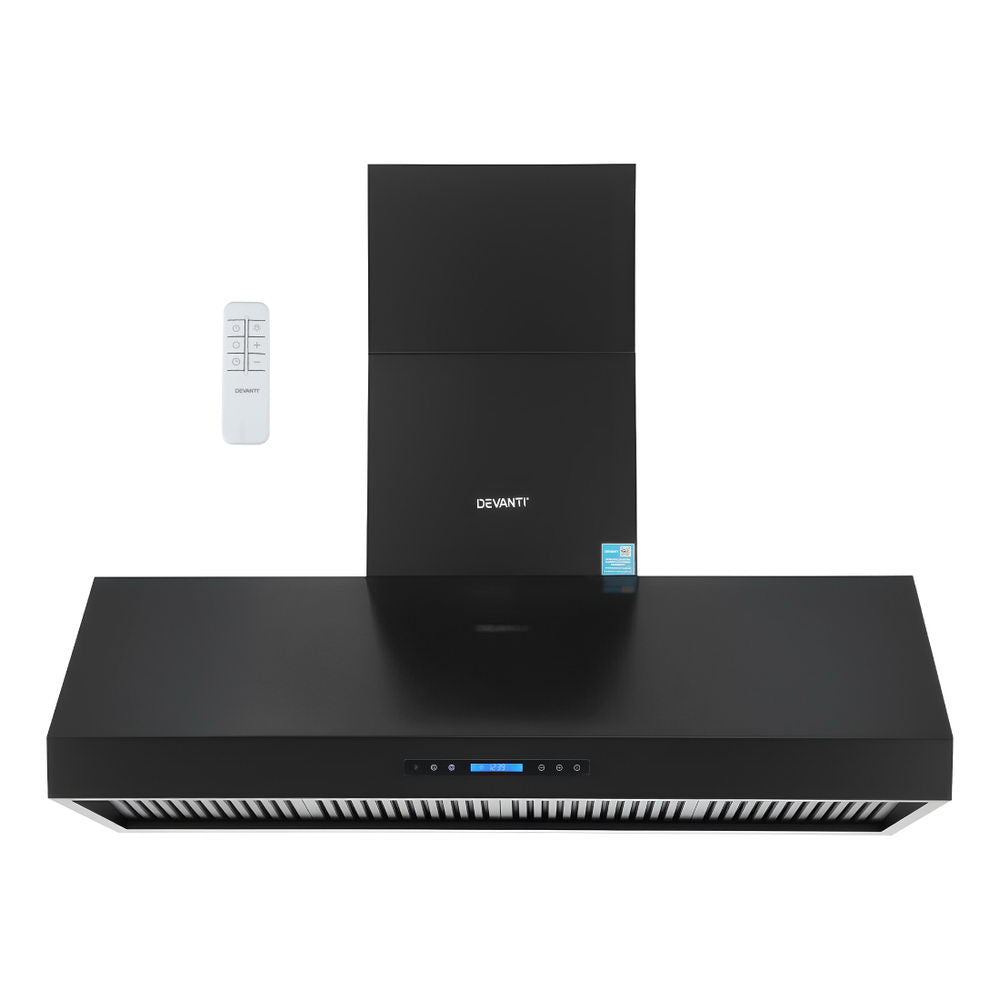 Devanti 1500mm Commercial BBQ Range Hood Dual Motor W/ Remote Control Black Devanti