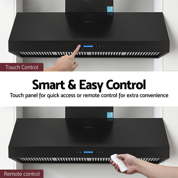 Devanti 1500mm Commercial BBQ Range Hood Dual Motor W/ Remote Control Black Devanti