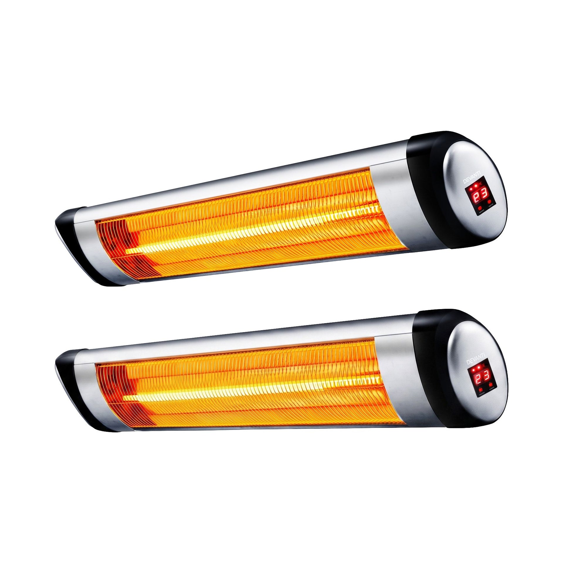 Devanti 2PCS Electric Radiant Strip Heater Indoor Outdoor Patio Remote Control 1500W Awezingly