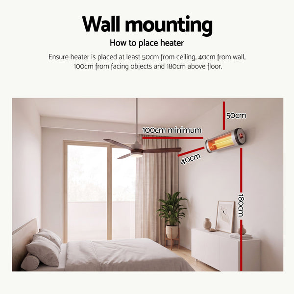 Devanti 2PCS Electric Radiant Strip Heater Outdoor Indoor Patio Infrared Heaters 2000W Awezingly