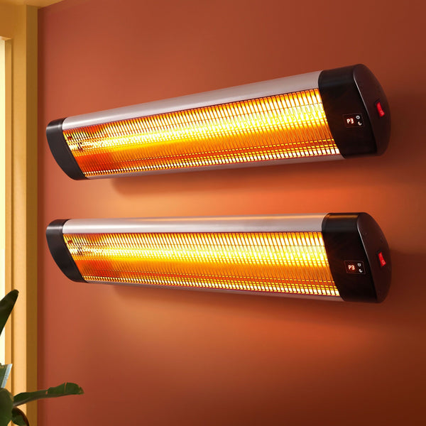 Devanti 2PCS Electric Radiant Strip Heater Outdoor Indoor Patio Infrared Heaters 3000W Awezingly