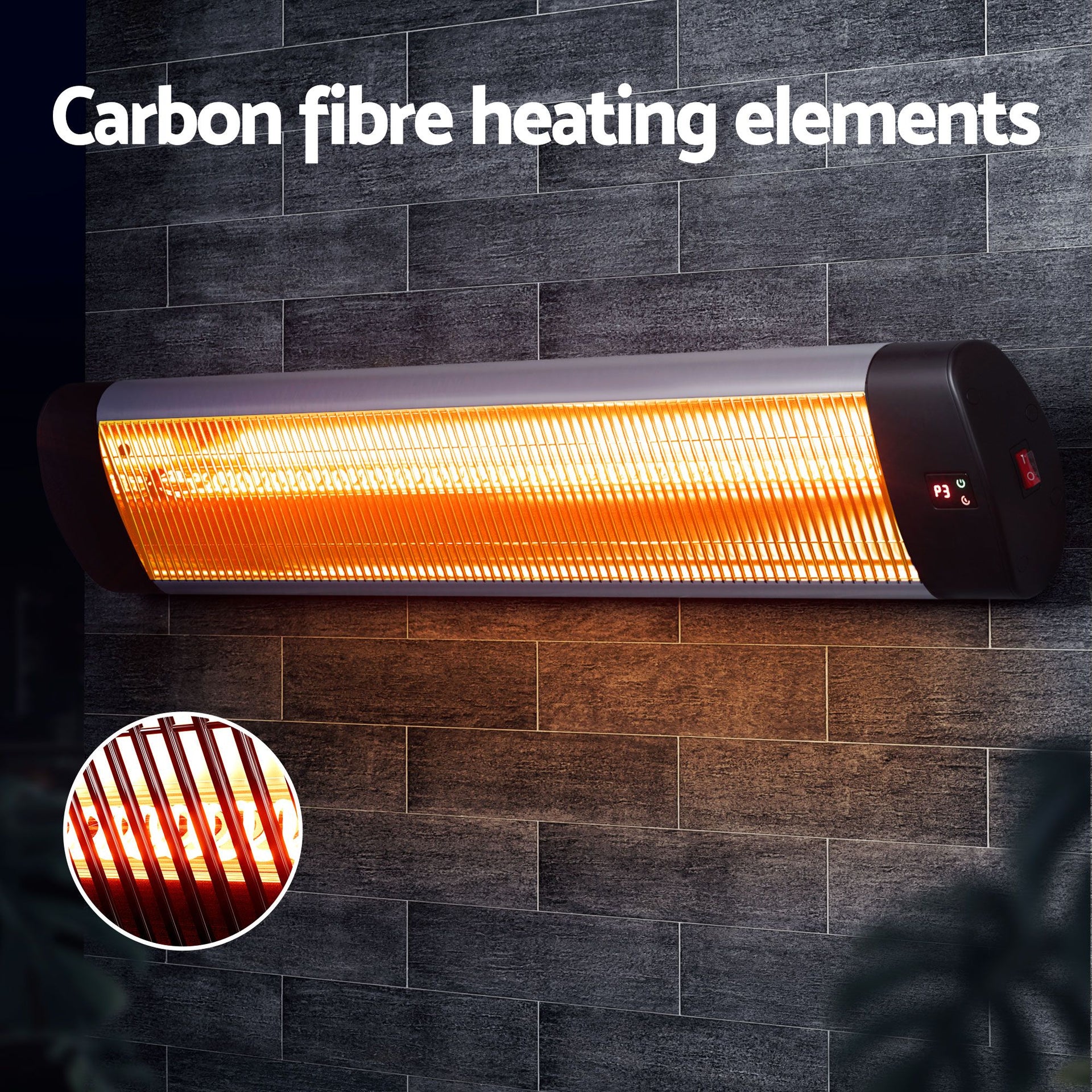 Devanti 2PCS Electric Radiant Strip Heater Outdoor Indoor Patio Infrared Heaters 3000W Awezingly