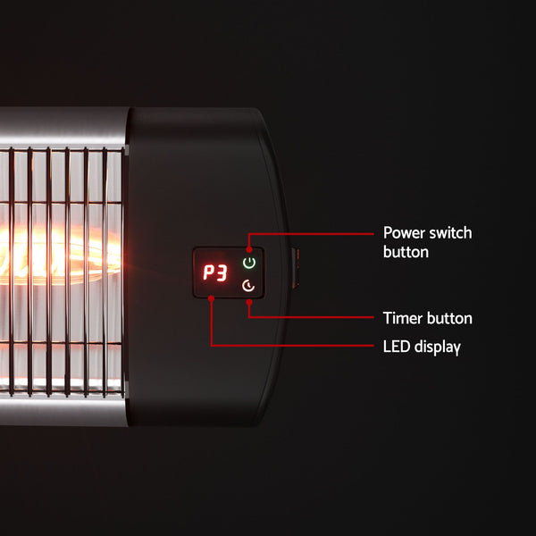Devanti 2PCS Electric Radiant Strip Heater Outdoor Indoor Patio Infrared Heaters 3000W Awezingly
