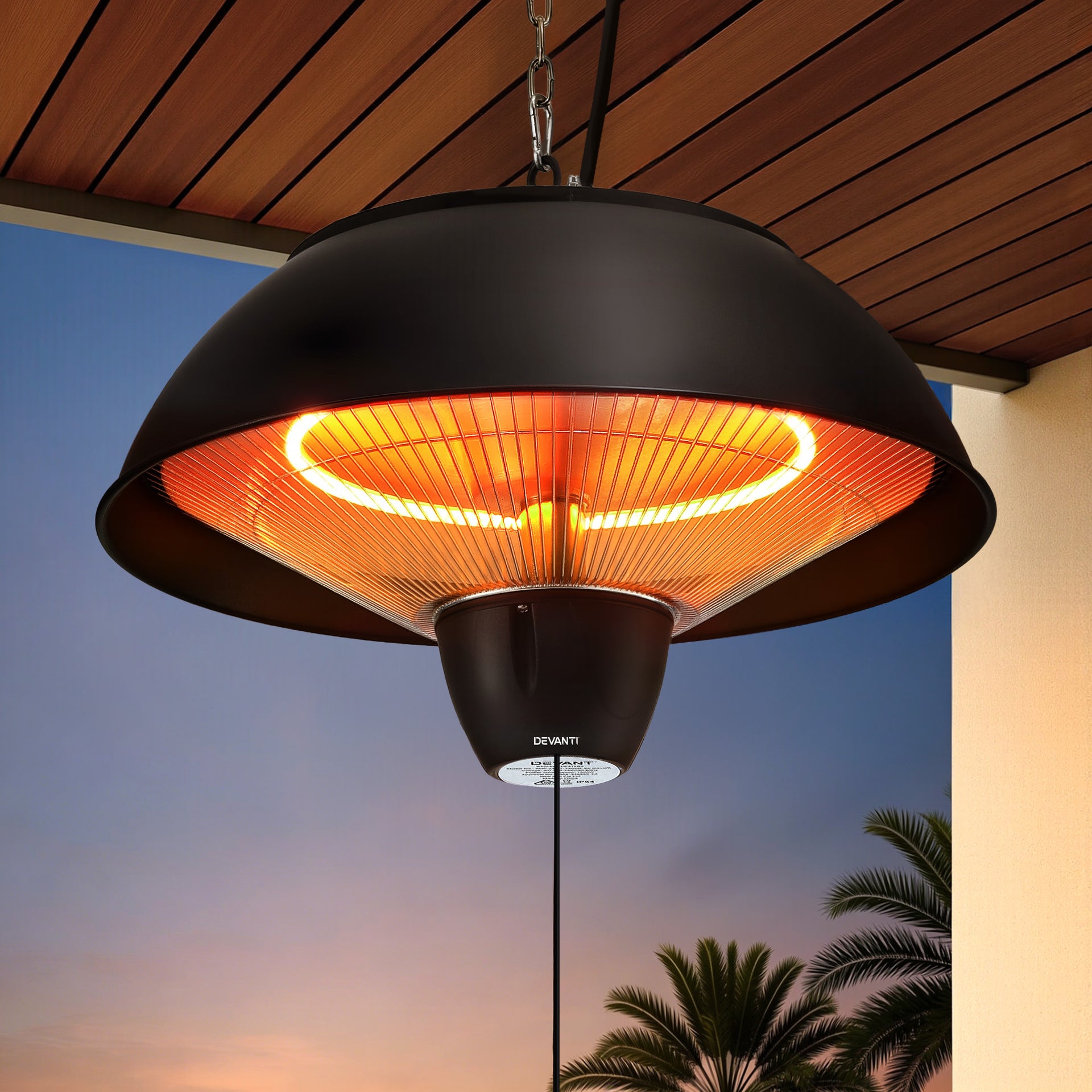 Devanti 1500W Electric Patio Infrared Heater Hanging Heaters Ceiling Mounted Remote Awezingly