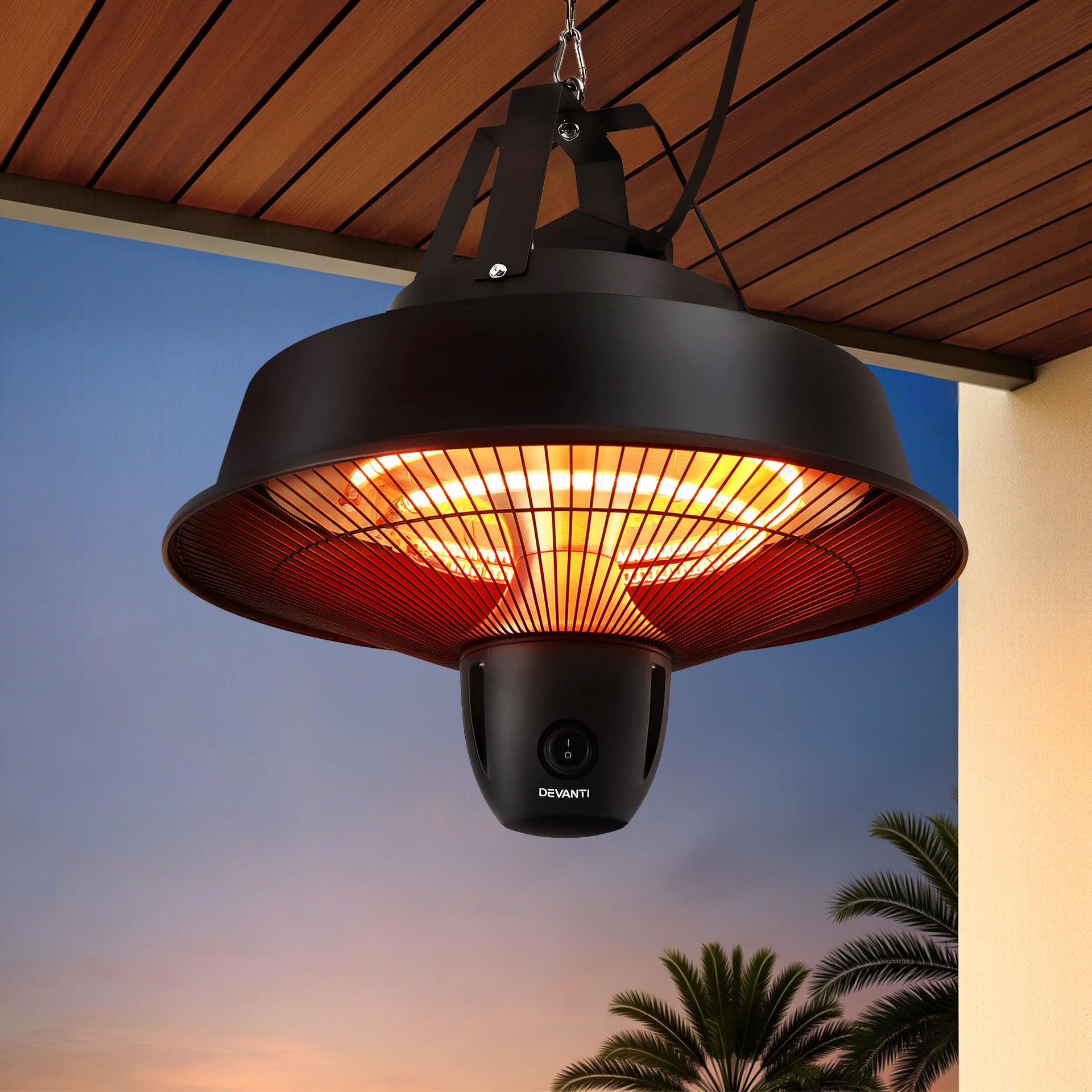 Devanti 2000W Electric Patio Heater Ceiling Mounted Hanging Heaters Remote Awezingly