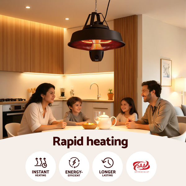 Devanti 2000W Electric Patio Heater Ceiling Mounted Hanging Heaters Remote Awezingly