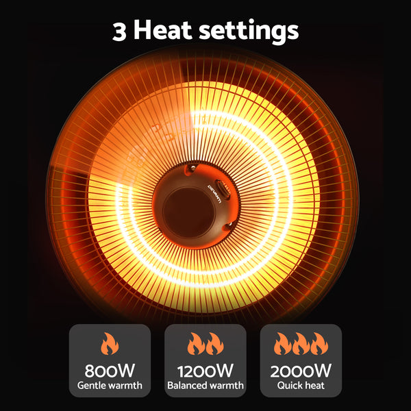 Devanti 2000W Electric Patio Heater Ceiling Mounted Hanging Heaters Remote Awezingly