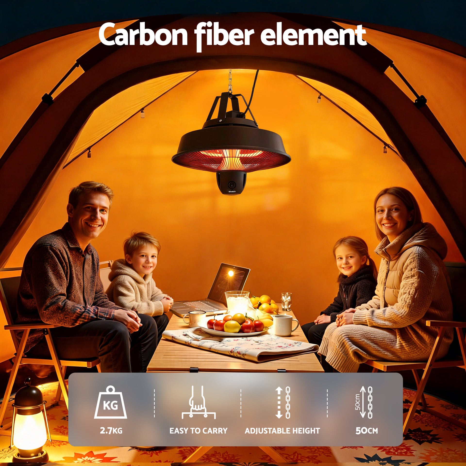 Devanti 2000W Electric Patio Heater Ceiling Mounted Hanging Heaters Remote Awezingly