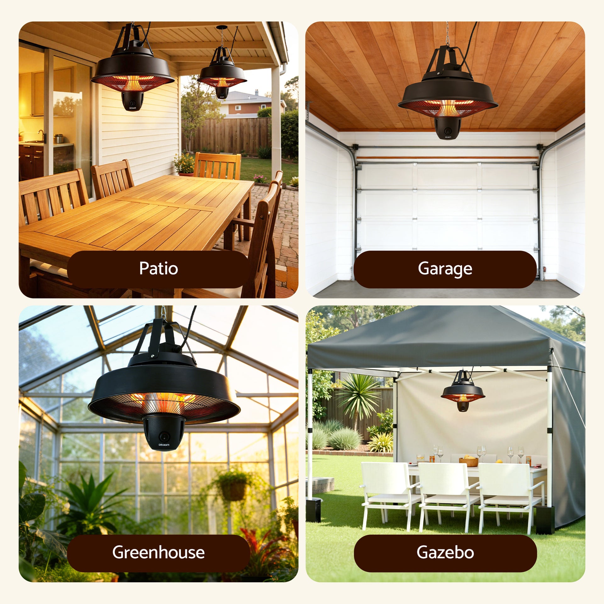 Devanti 2000W Electric Patio Heater Ceiling Mounted Hanging Heaters Remote Awezingly