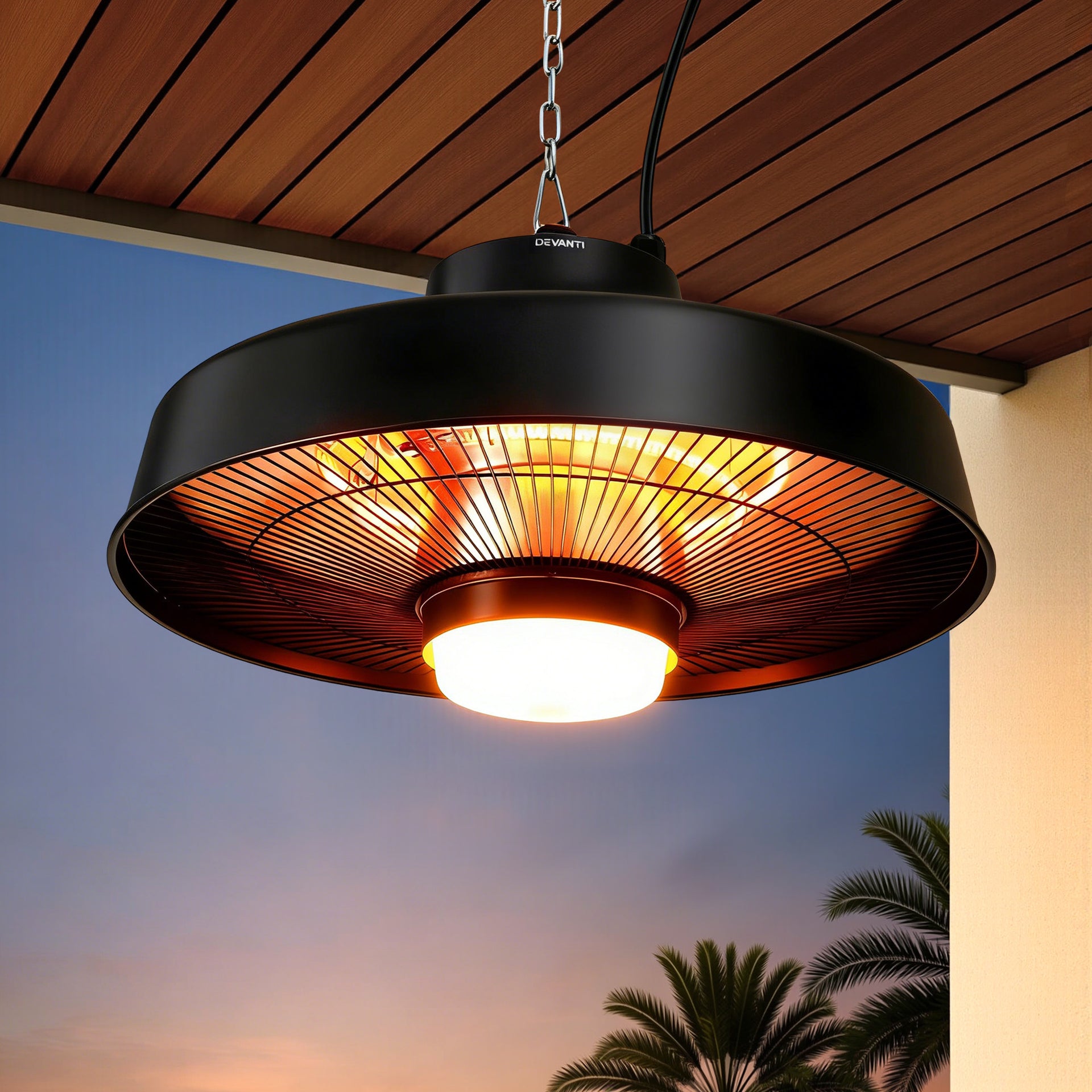 Devanti 2000W Outdoor Electric Patio Heater Ceiling Mount with LED Light Remote Awezingly