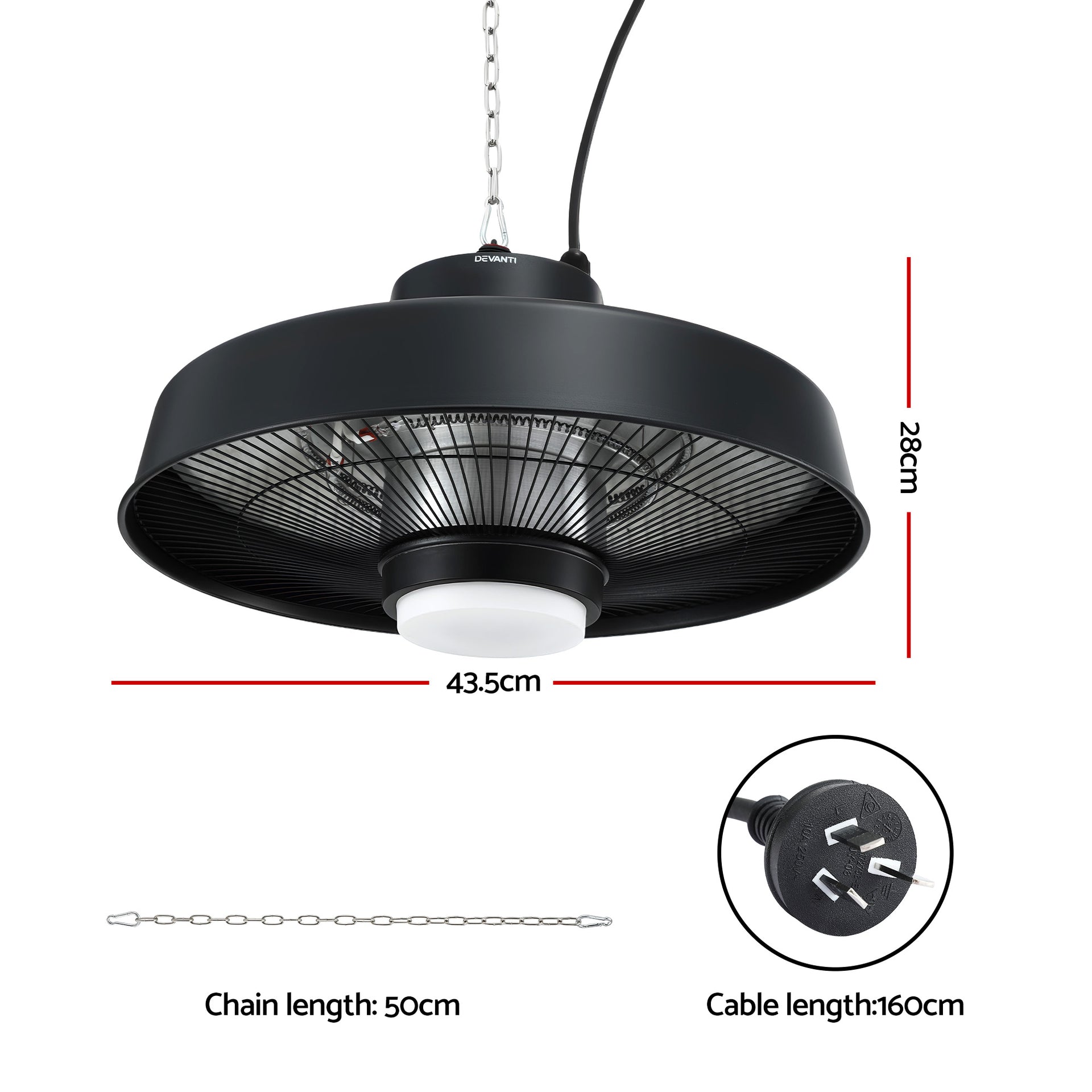 Devanti 2000W Outdoor Electric Patio Heater Ceiling Mount with LED Light Remote Awezingly