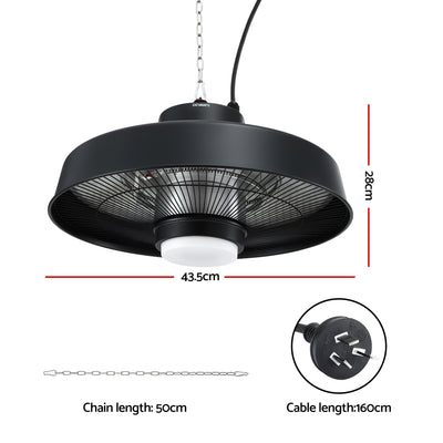 Devanti 2000W Outdoor Electric Patio Heater Ceiling Mount with LED Light Remote
