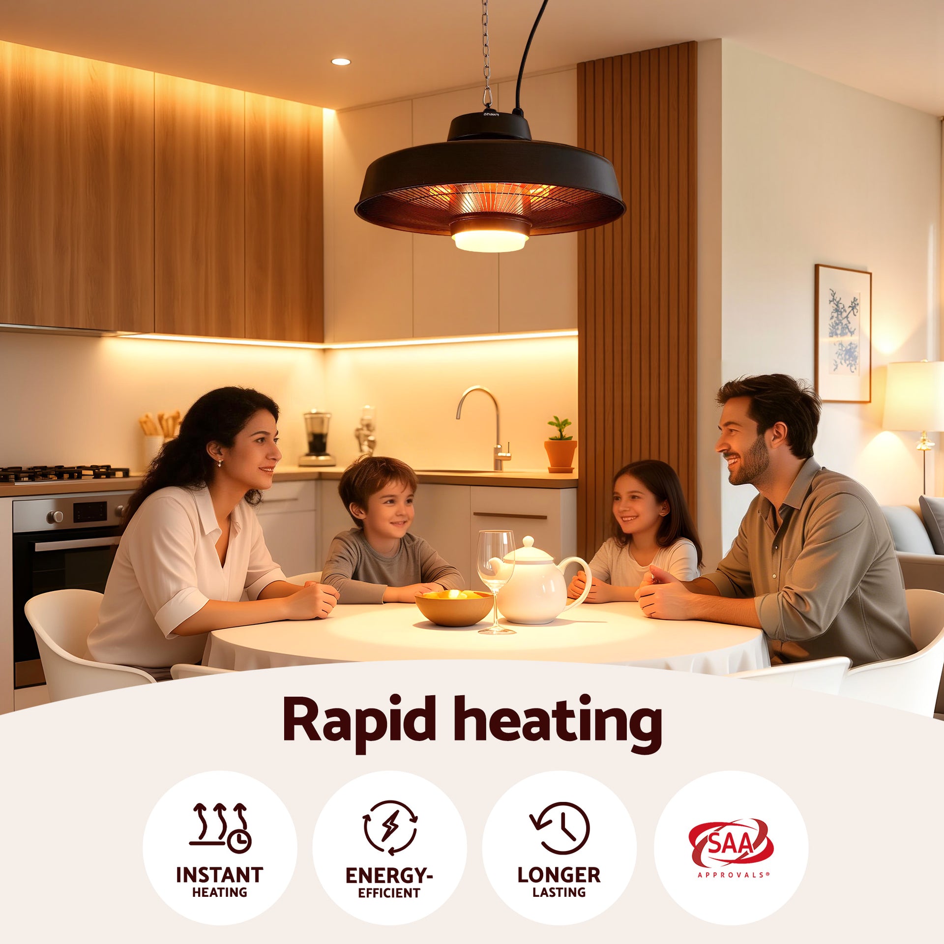 Devanti 2000W Outdoor Electric Patio Heater Ceiling Mount with LED Light Remote Awezingly