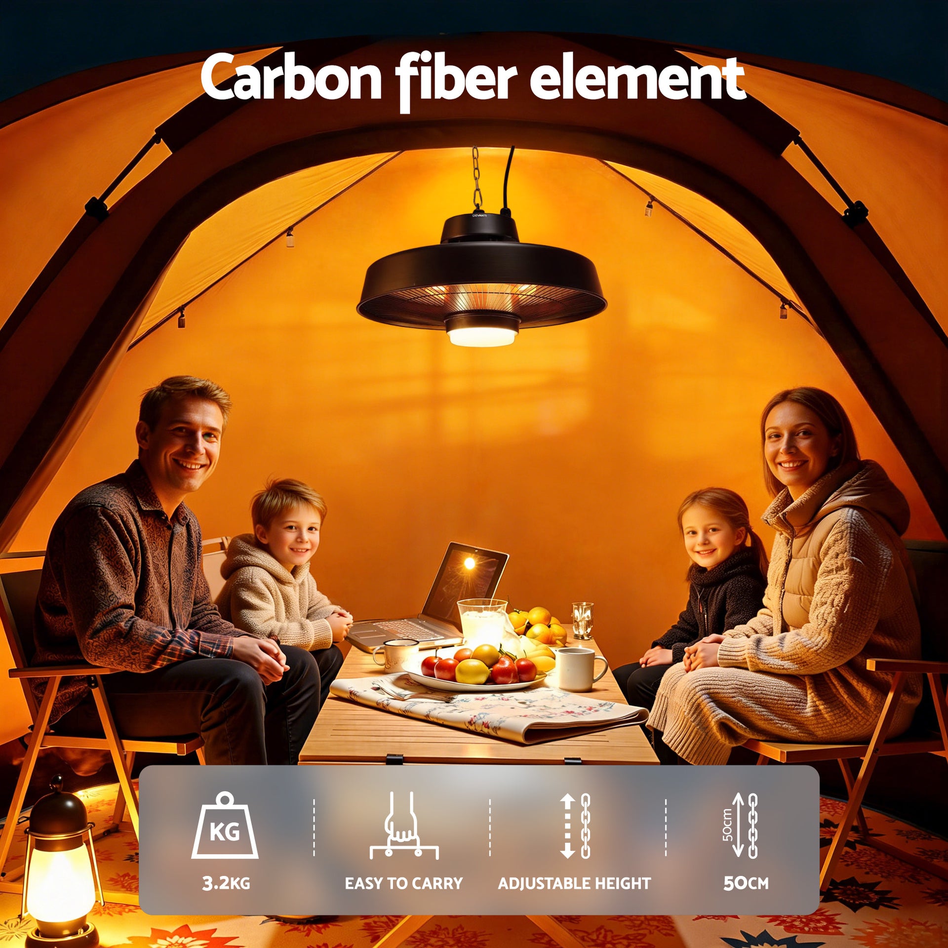 Devanti 2000W Outdoor Electric Patio Heater Ceiling Mount with LED Light Remote Awezingly