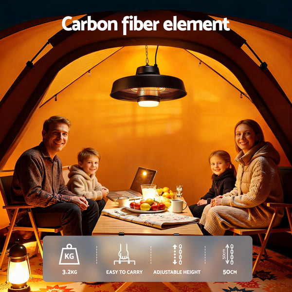 Devanti 2000W Outdoor Electric Patio Heater Ceiling Mount with LED Light Remote Awezingly