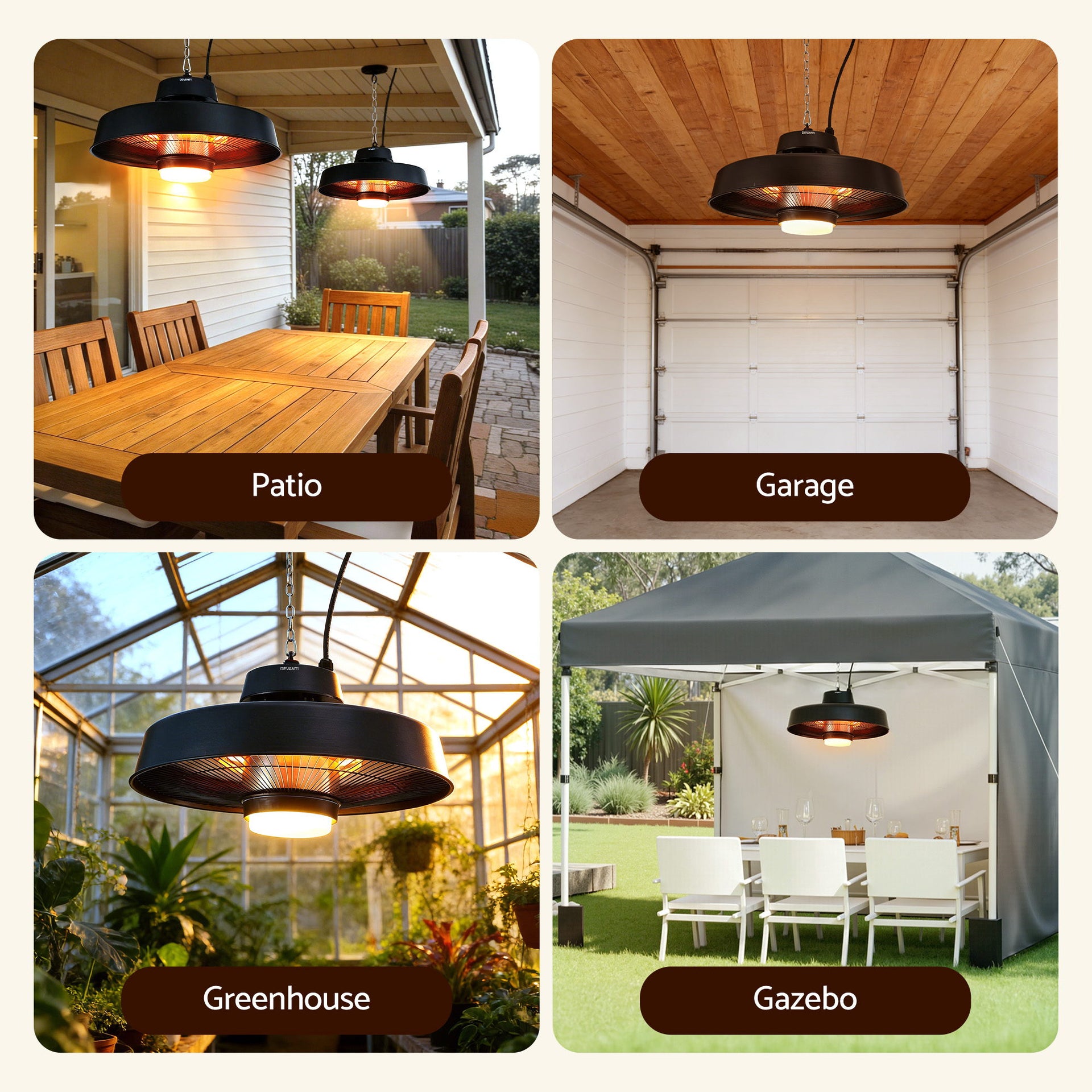 Devanti 2000W Outdoor Electric Patio Heater Ceiling Mount with LED Light Remote Awezingly