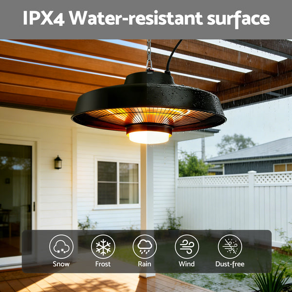 Devanti 2000W Outdoor Electric Patio Heater Ceiling Mount with LED Light Remote Awezingly