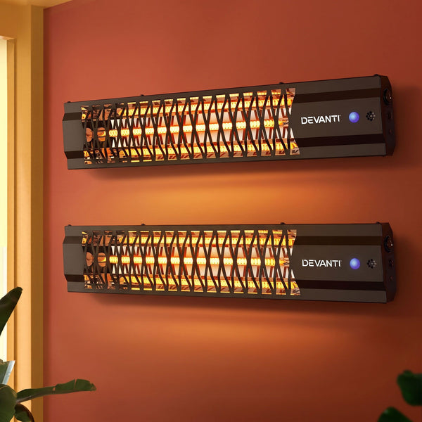 Devanti 2PCS Electric Strip Heater Radiant Infrared Heaters 2000W Awezingly