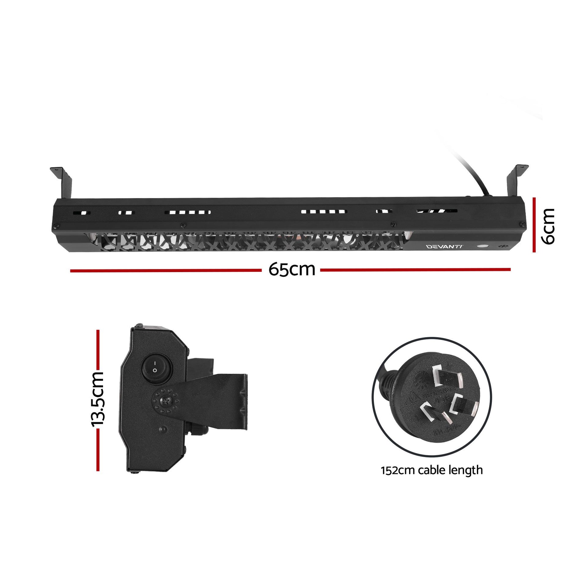 Devanti 2PCS Electric Strip Heater Radiant Infrared Heaters 2000W Awezingly