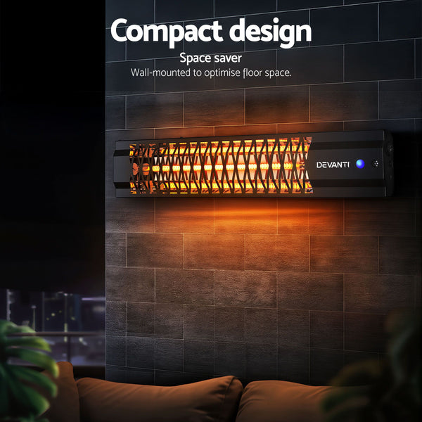 Devanti 2PCS Electric Strip Heater Radiant Infrared Heaters 2000W Awezingly