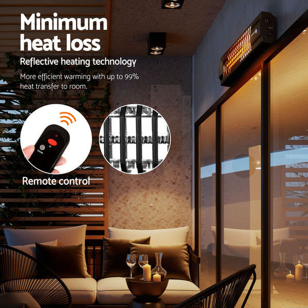 Devanti 2PCS Electric Strip Heater Radiant Infrared Heaters 2000W Awezingly