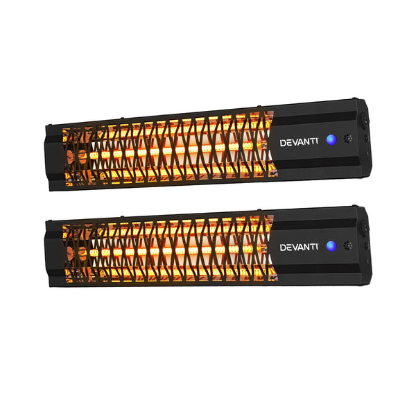 Devanti 2PCS Electric Strip Heater Radiant Infrared Heaters 2000W Awezingly