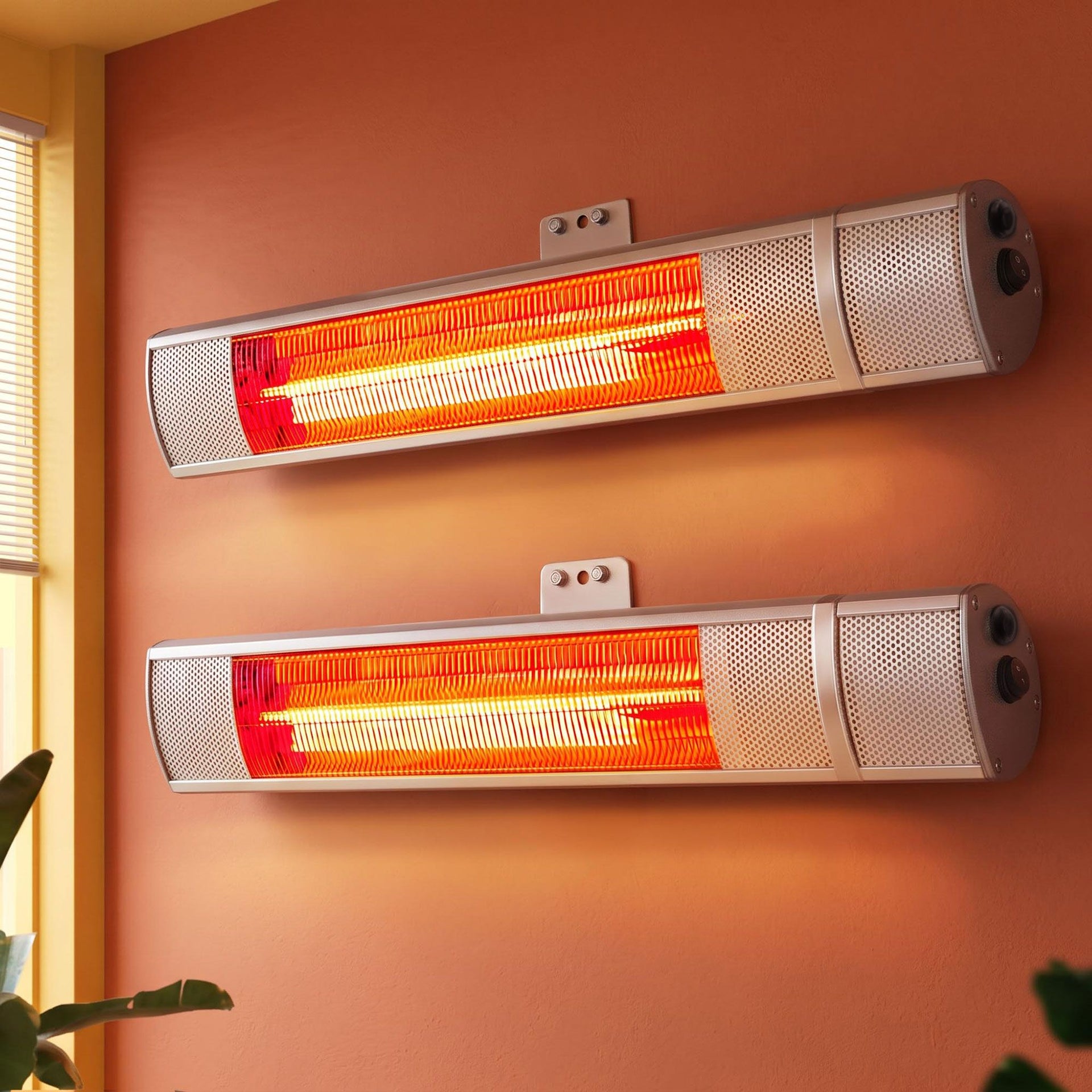 Devanti 2PCS Electric Strip Heater Radiant Infrared Heaters Remote Control 2000W Awezingly
