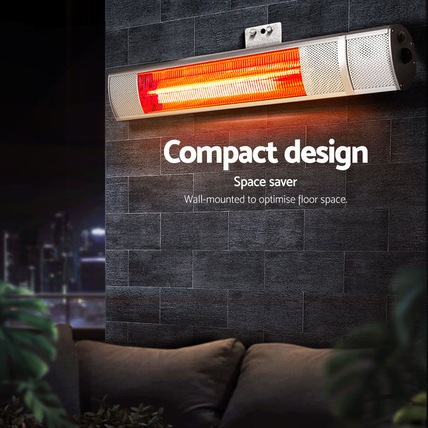 Devanti 2PCS Electric Strip Heater Radiant Infrared Heaters Remote Control 2000W Awezingly