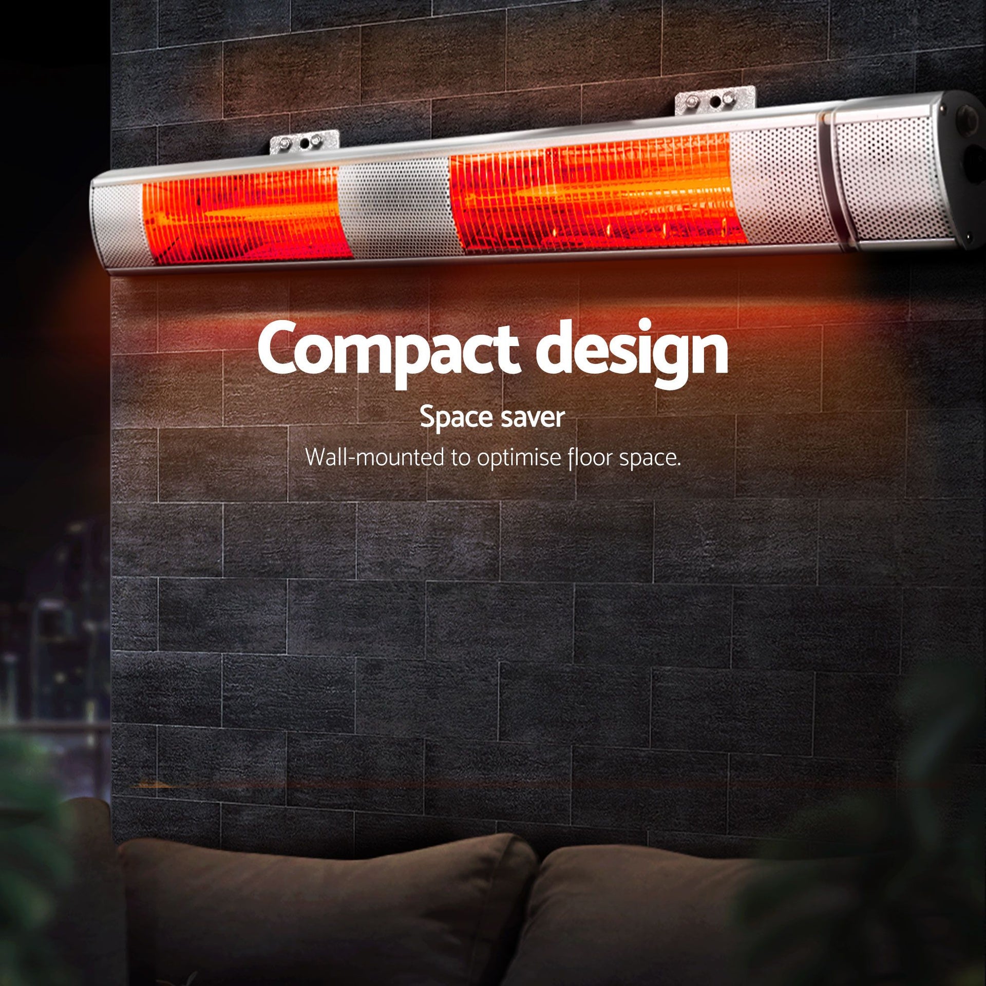 Devanti 2PCS Electric Strip Heater Radiant Infrared Heaters Remote Control 3000W Awezingly