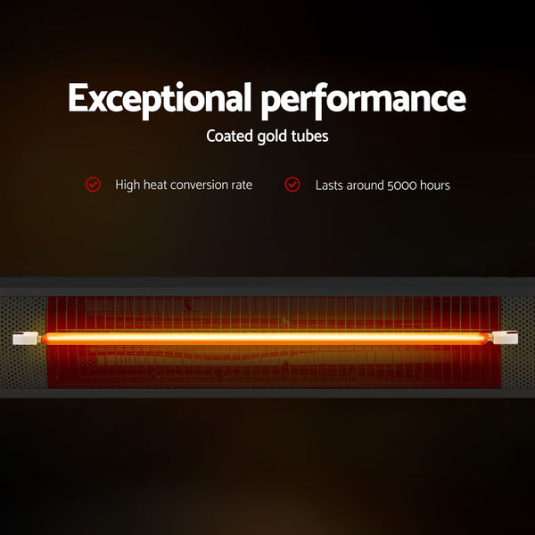 Devanti 2PCS Electric Strip Heater Radiant Infrared Heaters Remote Control 3000W Awezingly