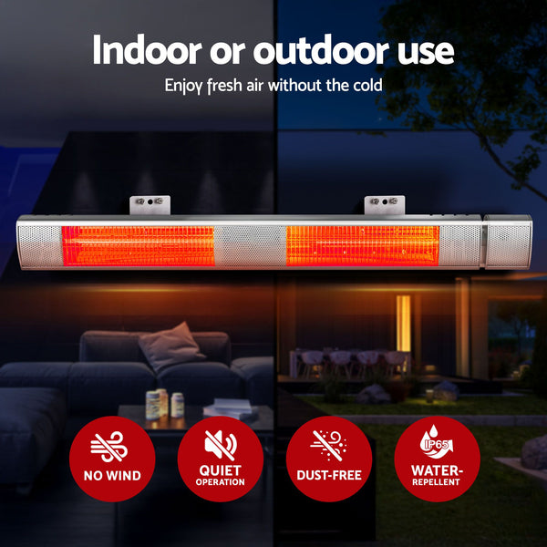 Devanti 2PCS Electric Strip Heater Radiant Infrared Heaters Remote Control 3000W Awezingly