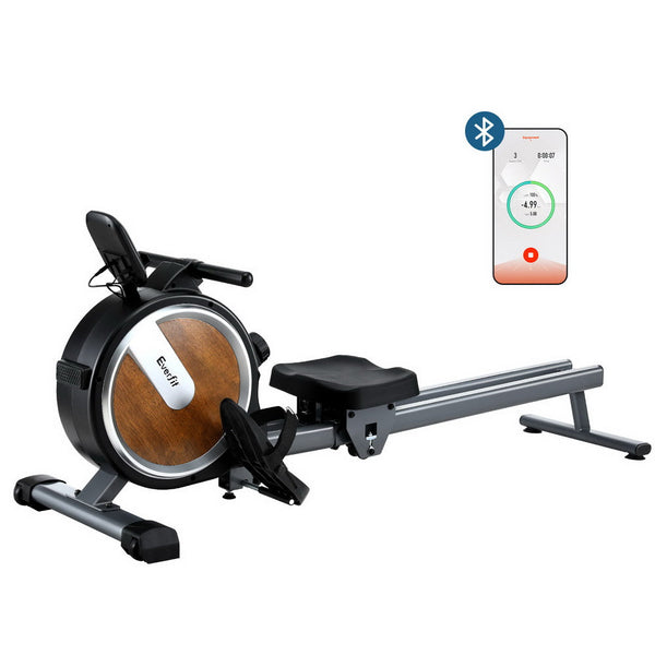 Everfit 16 Level Magnetic Rowing Machine for Home with App Connect Walnut Everfit