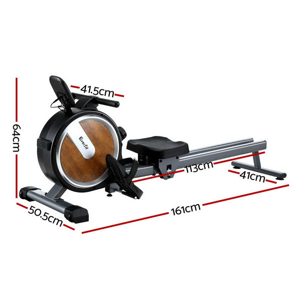 Everfit 16 Level Magnetic Rowing Machine for Home with App Connect Walnut Everfit