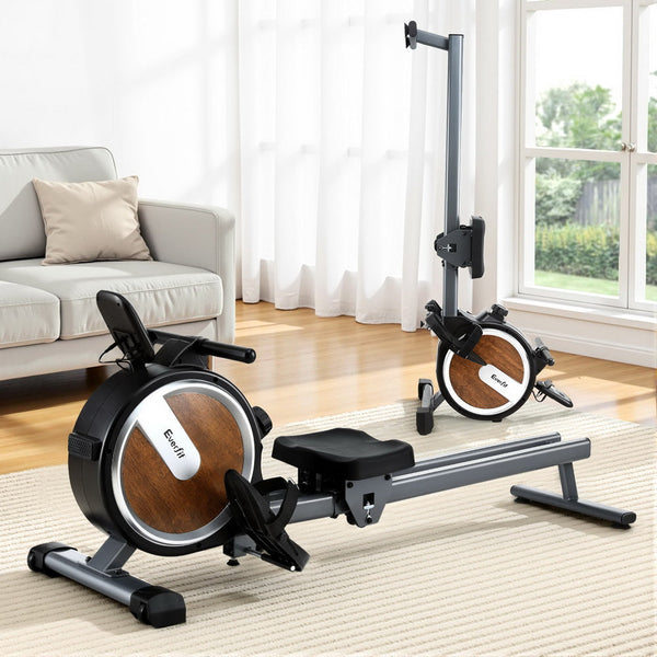 Everfit 16 Level Magnetic Rowing Machine for Home with App Connect Walnut Everfit