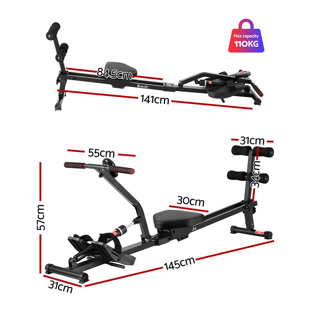 Everfit Hydraulic Rowing Machine Rower 12 Levels Resistance Exercise Fitness Gym Cardio Everfit