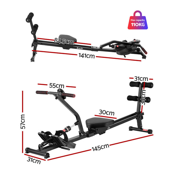Everfit Hydraulic Rowing Machine Rower 12 Levels Resistance Exercise Fitness Gym Cardio Everfit