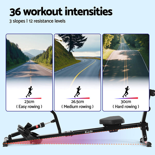 Everfit Hydraulic Rowing Machine Rower 12 Levels Resistance Exercise Fitness Gym Cardio Everfit