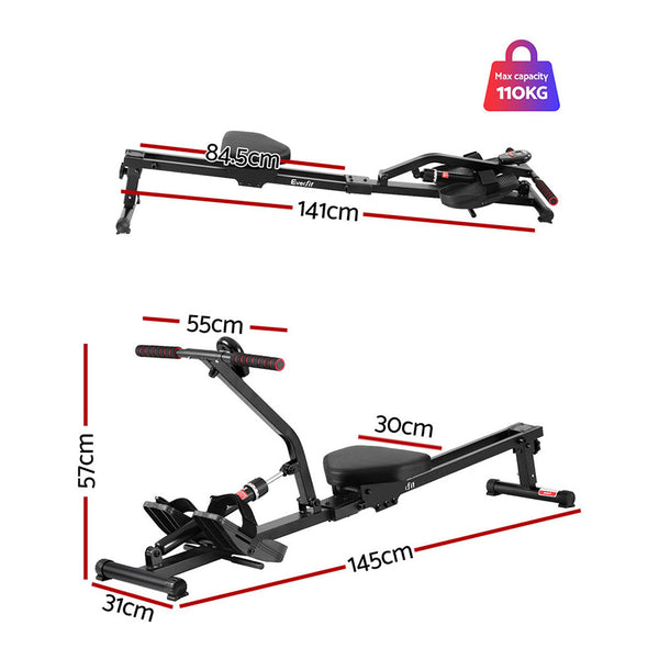Everfit Hydraulic Rowing Machine Rower 12 Levels Resistance Exercise Fitness Gym Cardio Everfit