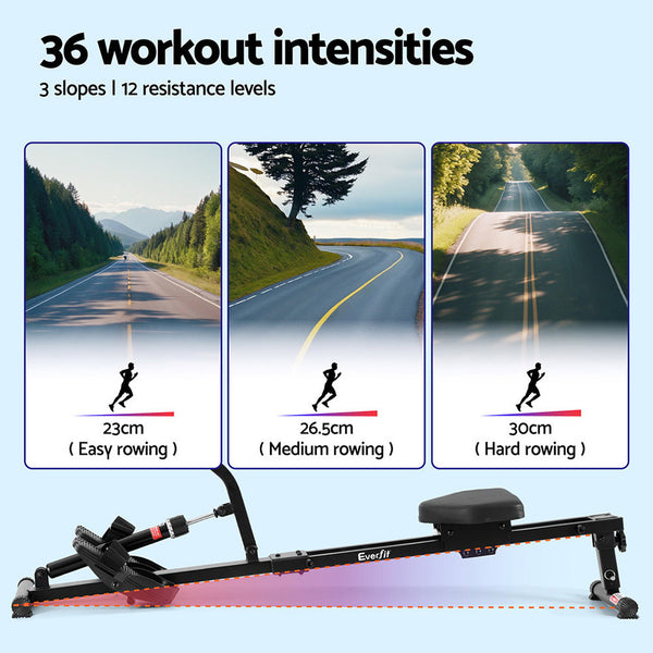 Everfit Hydraulic Rowing Machine Rower 12 Levels Resistance Exercise Fitness Gym Cardio Everfit