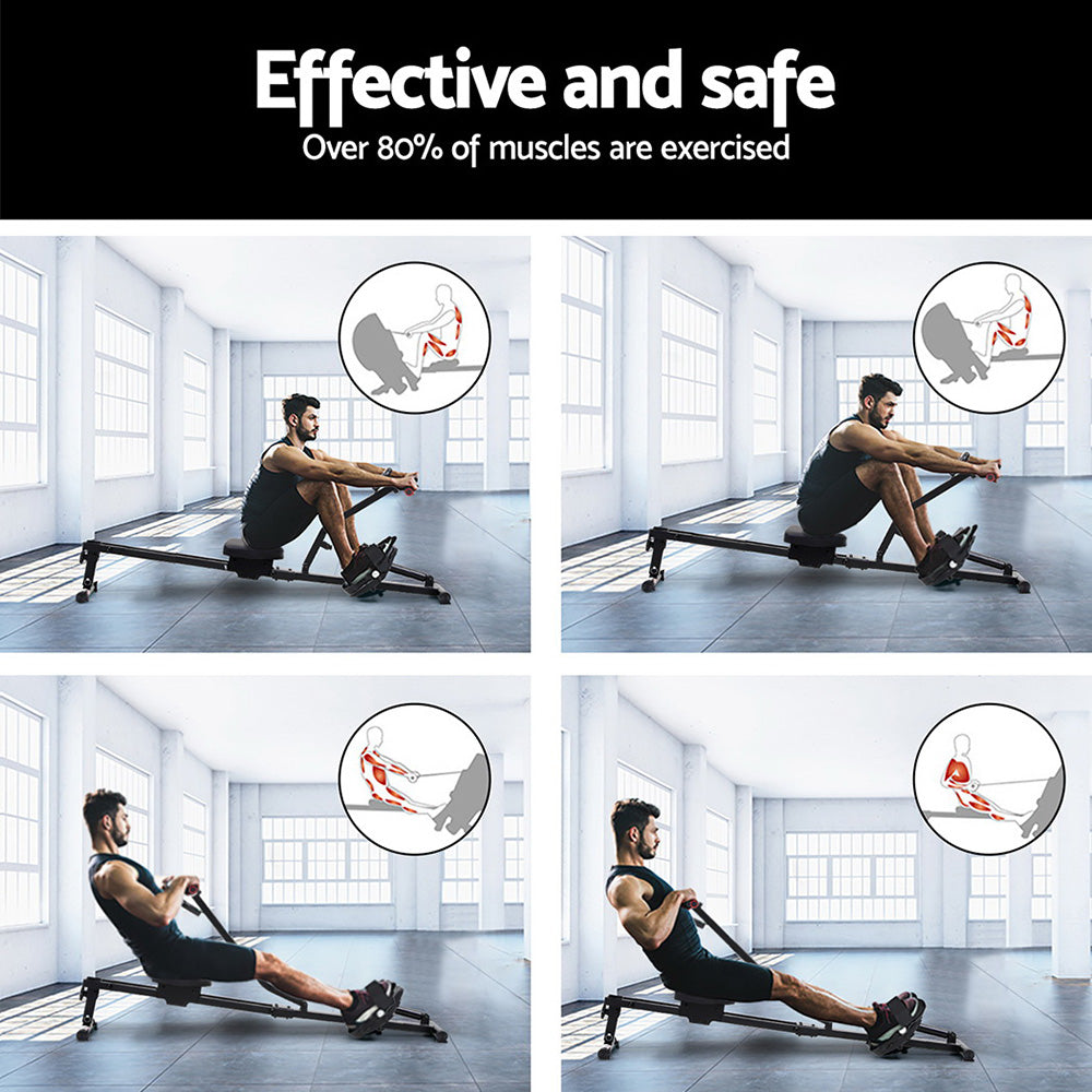 Everfit Hydraulic Rowing Machine Rower 12 Levels Resistance Exercise Fitness Gym Cardio Everfit