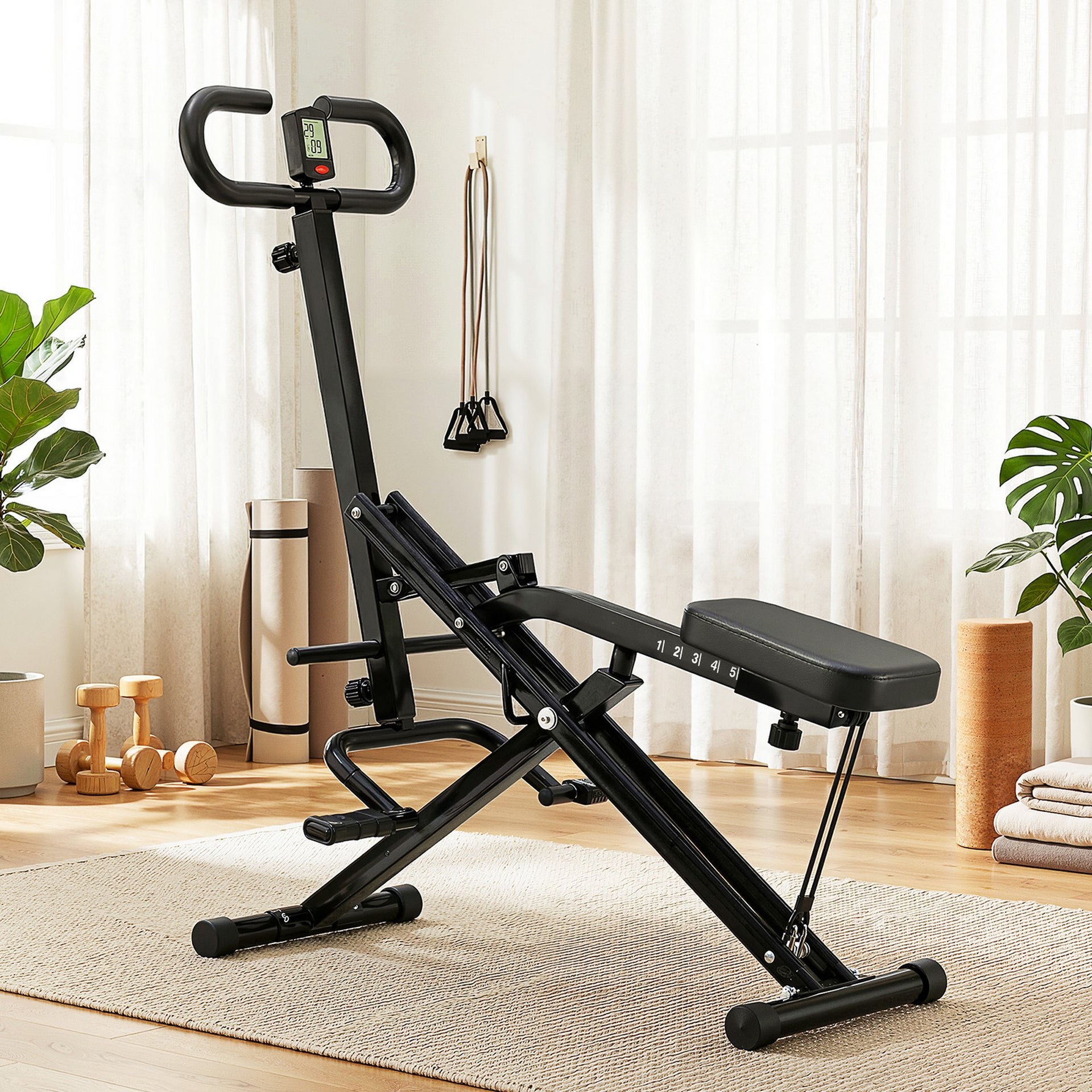 Everfit Foldable Squat Machine Deep Squat Rowing Machine 5 Adjustable Seat Home Gym Awezingly