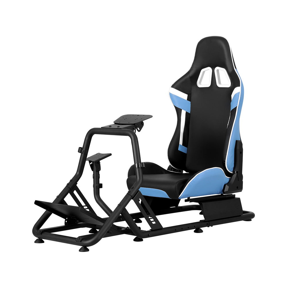 Artiss Racing Simulator Cockpit Steering Wheel Gaming Chair Blue Artiss