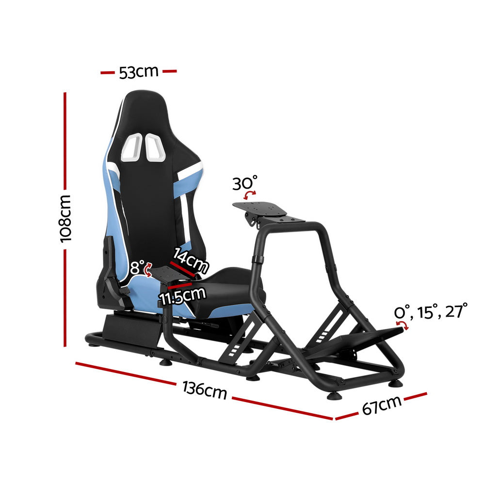 Artiss Racing Simulator Cockpit Steering Wheel Gaming Chair Blue Artiss