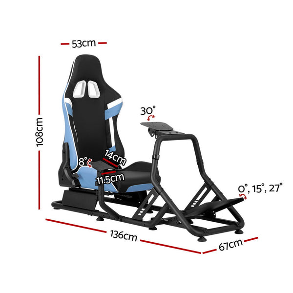 Artiss Racing Simulator Cockpit Steering Wheel Gaming Chair Blue Artiss