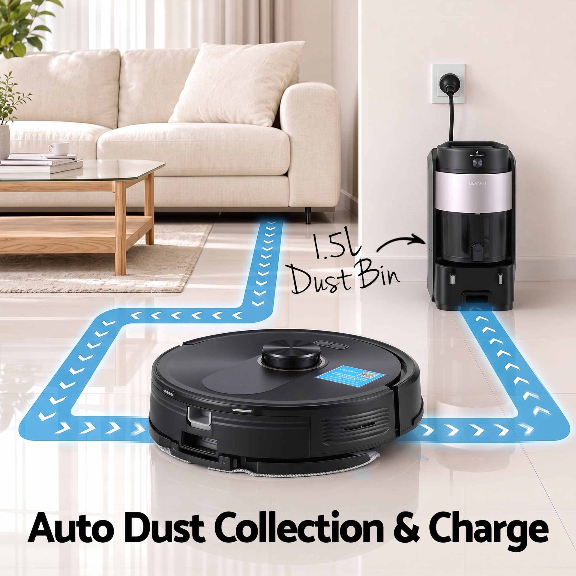 DEVANTI Robot Vacuum and Mop, Self-Empty APP Control 6000Pa LDS Laser 3in1 Awezingly