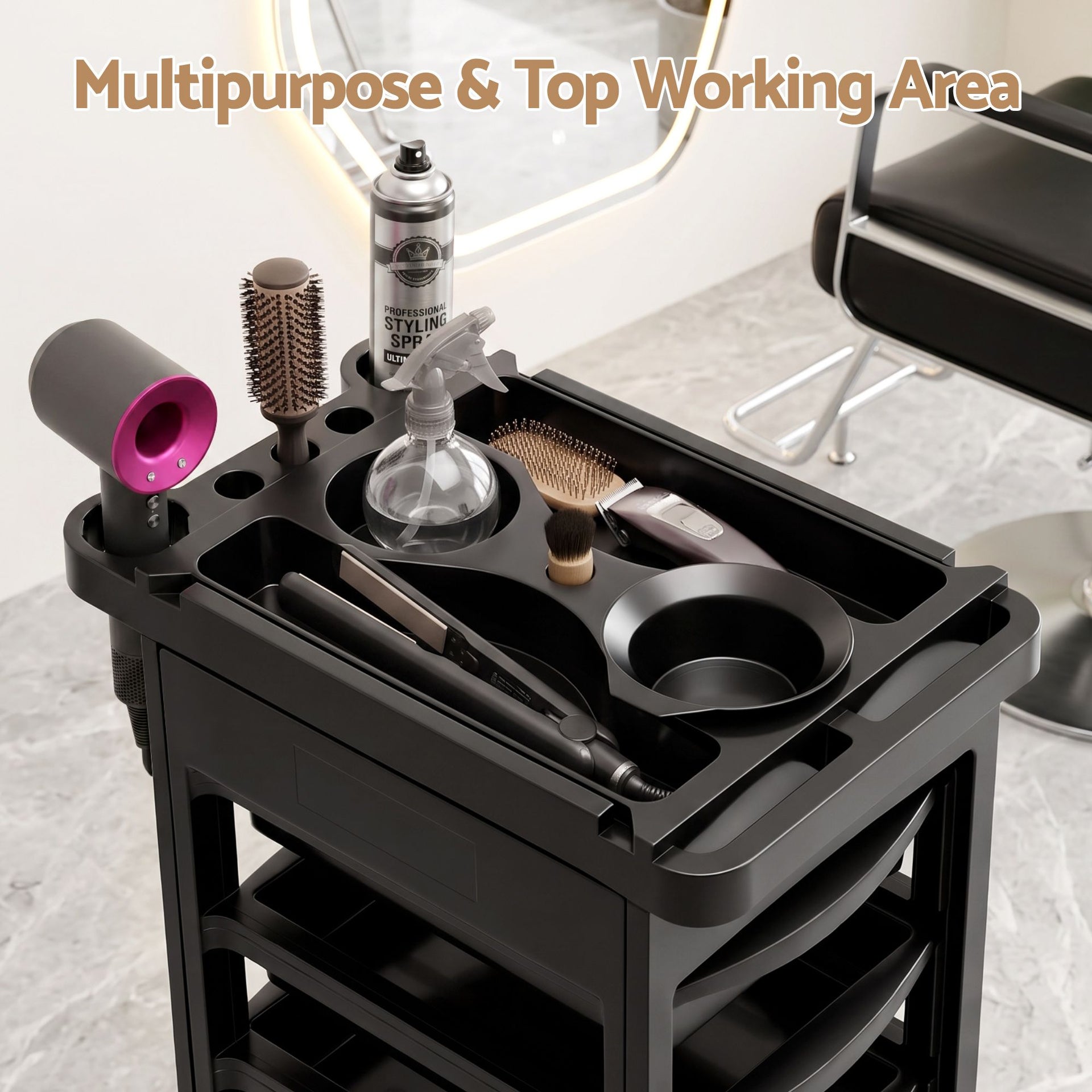 Embellir 6-Tier Salon Trolley Cart on Wheels Barber Mobile Hairdressing Cart Awezingly